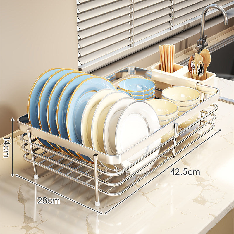 Stainless Steel Plate and Bowl Drying Rack with Removable Drip Tray