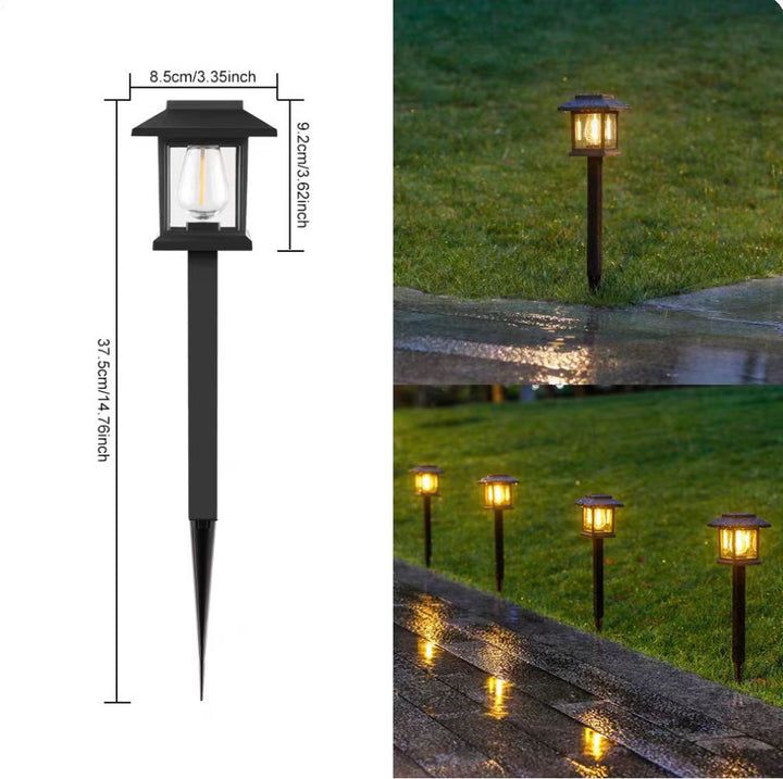 Outdoor Solar LED Garden Stake Lantern with Pagoda Grid and Color-Changing Mood Light