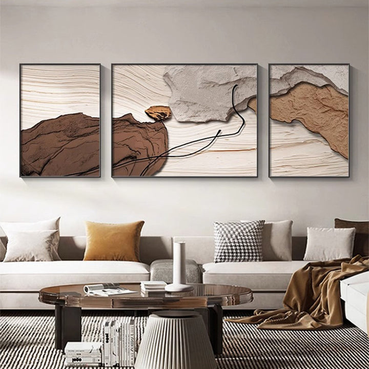 Abstract Textured Triptych Wall Art