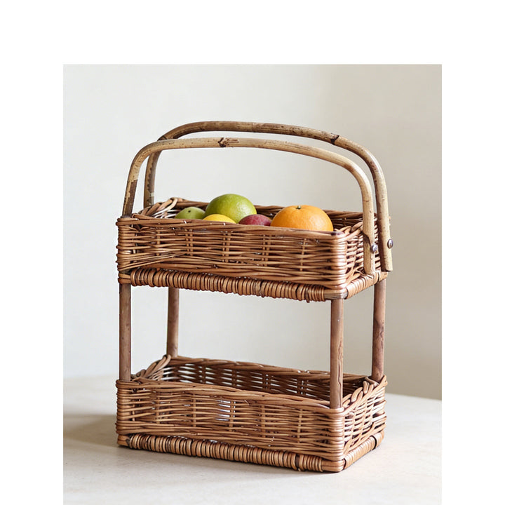 Braided storage basket with handle