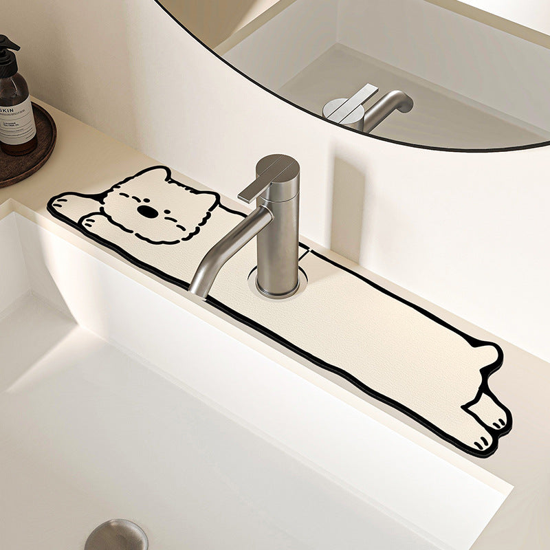 Novelty Dachshund-Shaped Absorbent Sink Counter Protector Mat