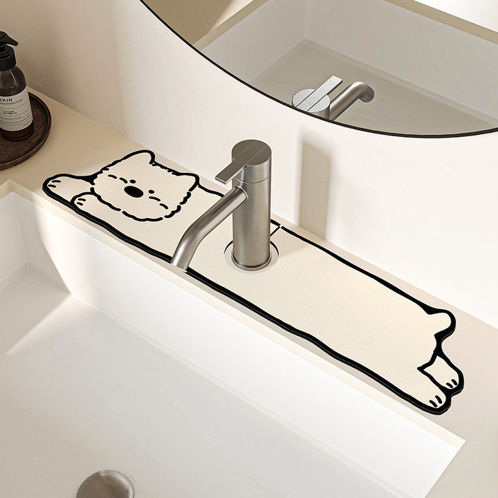 Novelty Dachshund-Shaped Absorbent Sink Counter Protector Mat