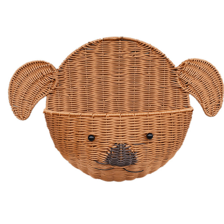 Decorative Dog-Shaped Woven Storage Basket