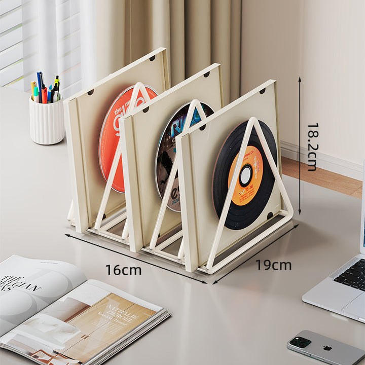 Triangular Metal Desktop Vinyl and LP Divider Organizer with Non-Slip Base