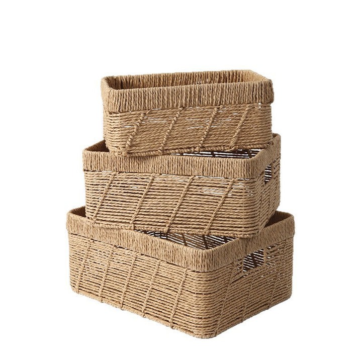 Decorative storage baskets made of woven material