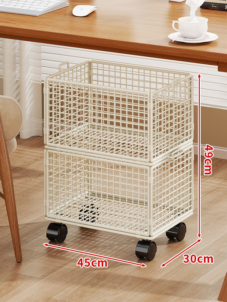 Rolling Wire Mesh Under-Desk Storage Cart with Swivel Casters