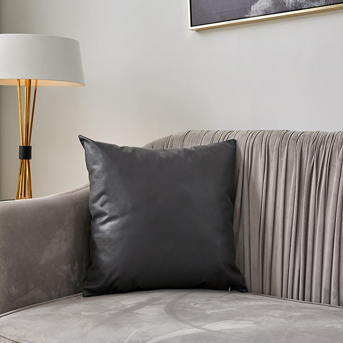 Square premium cushion cover made of vegan Nappa leather with soft-touch surface