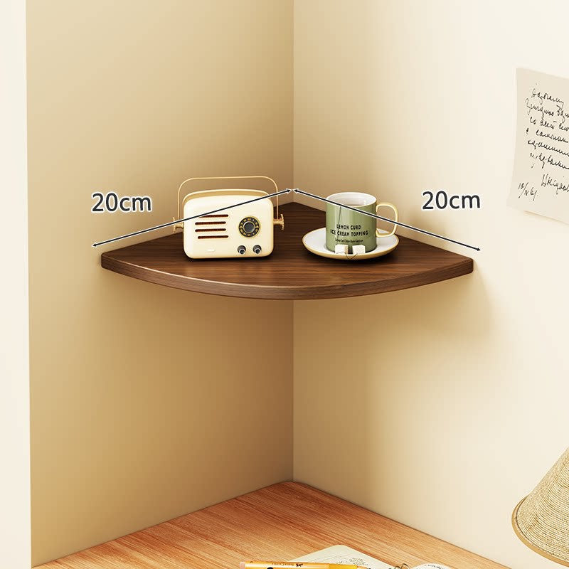 Triangular Floating Corner Shelf with Wood-Effect Surface & Heavy-Duty Metal Brackets