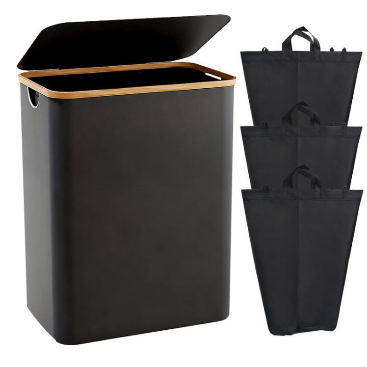 Laundry separation system with bamboo lid and multiple compartments