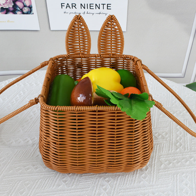 Cute Bunny-Shaped Woven Storage Basket