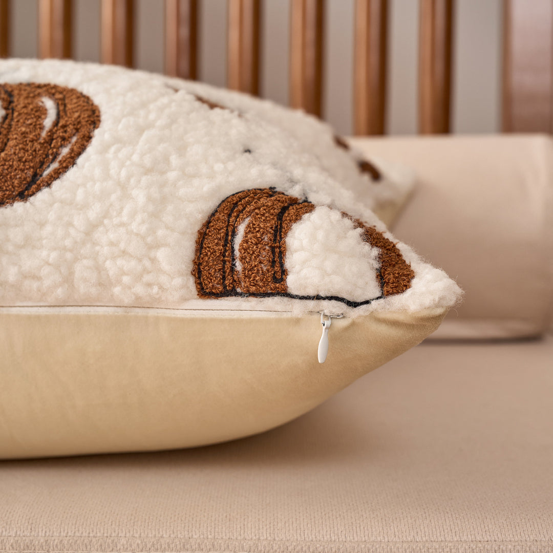 Plush Sherpa Embroidered Pumpkin Throw Pillow
