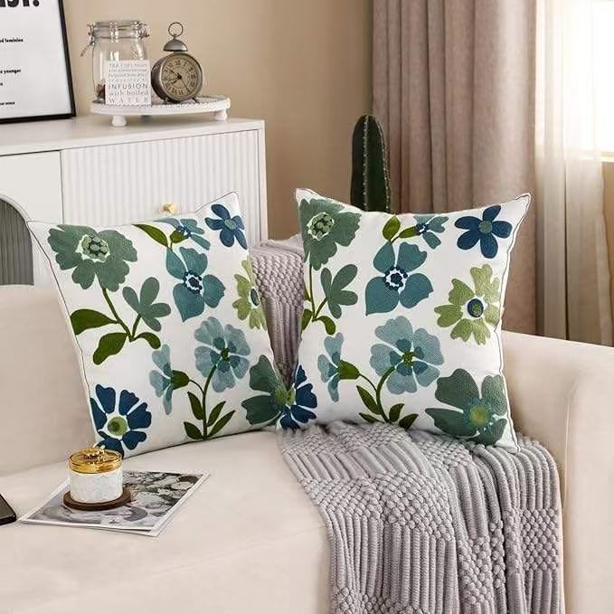 Embroidered Floral Cushion