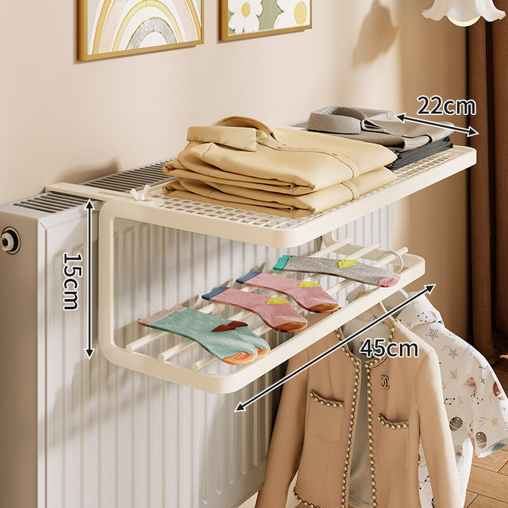 Over-Radiator Top Shelf and Foldable Drying Rack Organizer