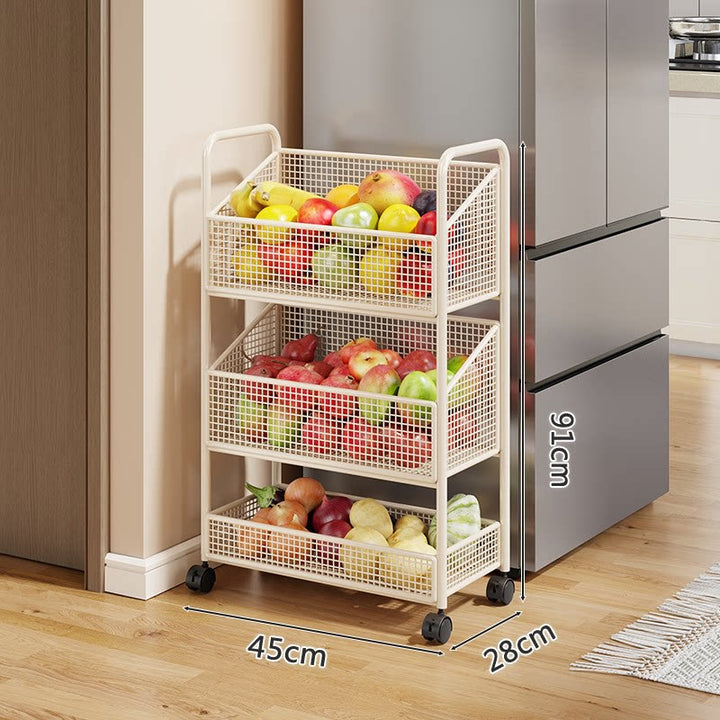 Stackable Five-Tier Metal Mesh Kitchen Pantry Organizer Rack