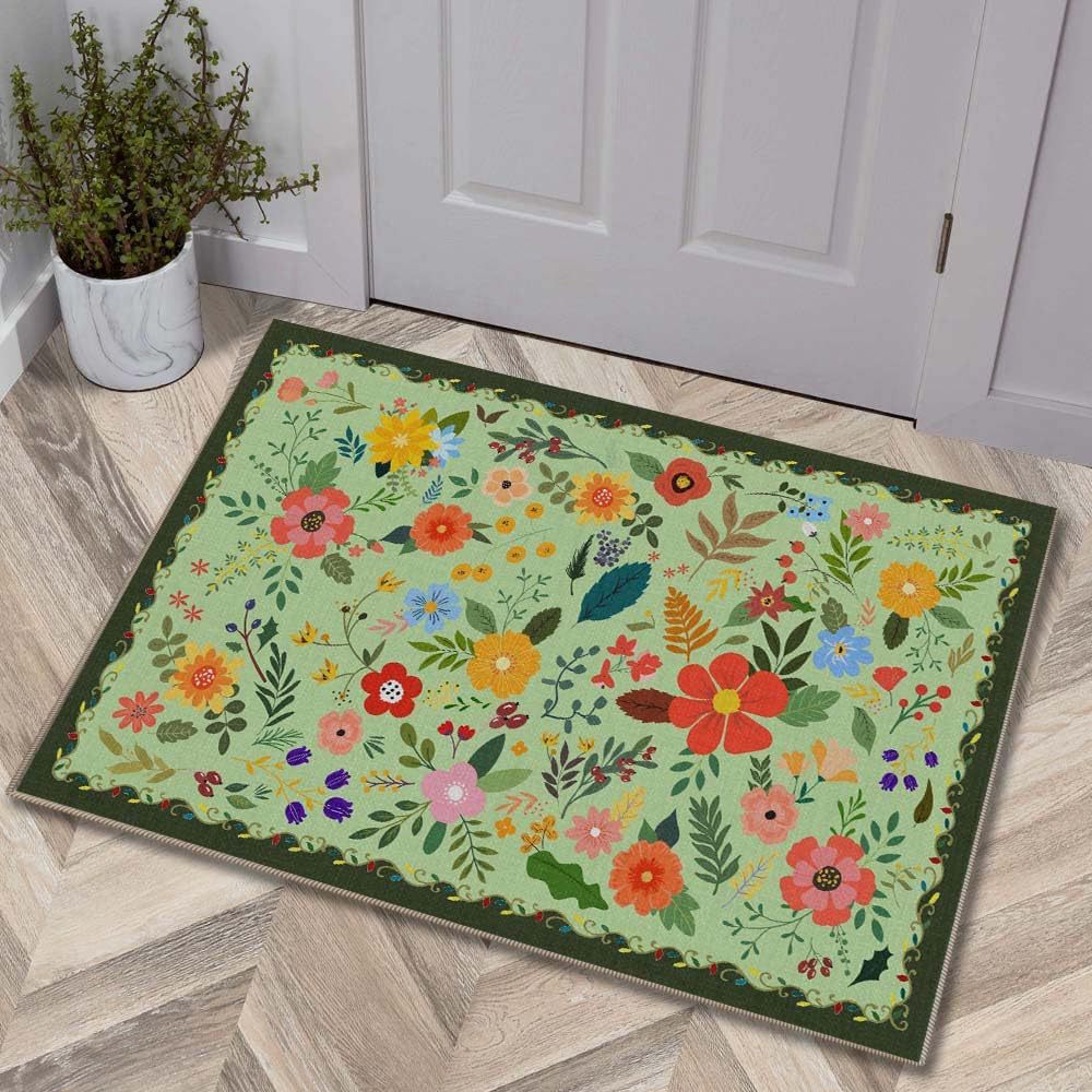 Luxurious Floral Design Bath Mat