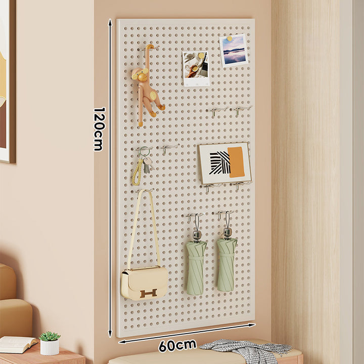 Wall-Mounted Perforated Pegboard Organizer Panel with Modular Hooks