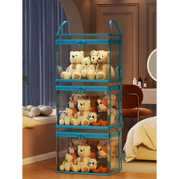 Transparent Zippered Foldable Storage Box with Reinforced Carry Handles