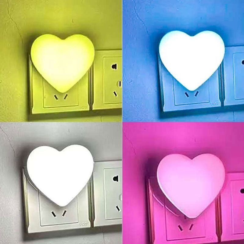 Heart-shaped plug-in ambient night light with soft LED lighting