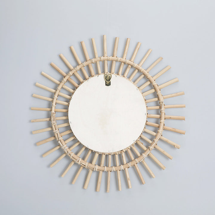 Wall mirror with wicker basket