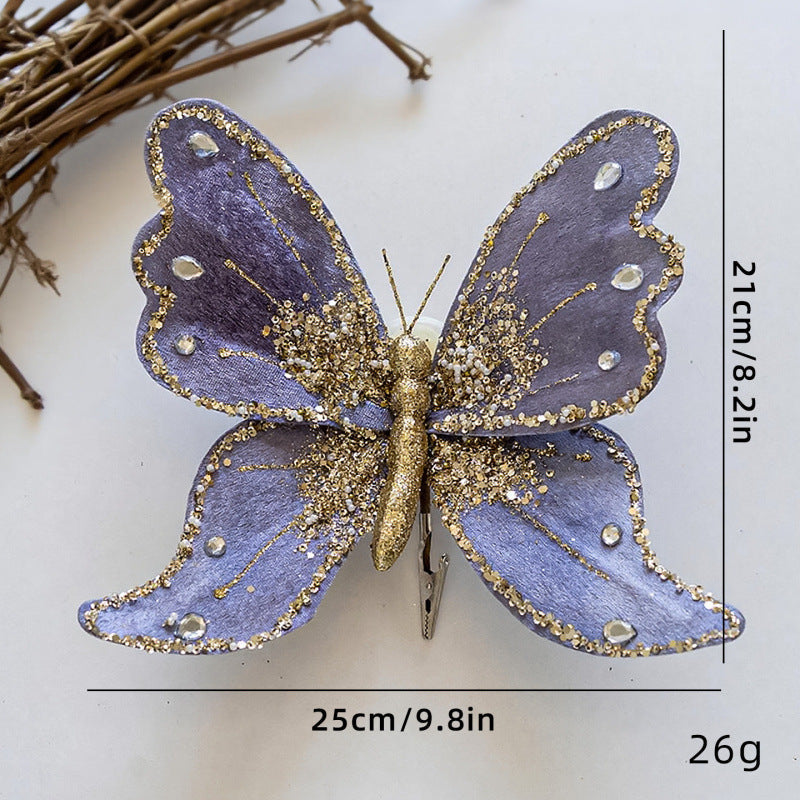 Elegant butterfly hair clips with glitter and rhinestones