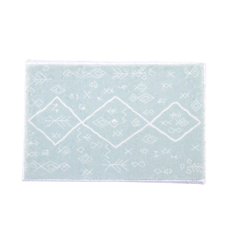 Soft high-pile bath mat rug with Berber-inspired diamond pattern