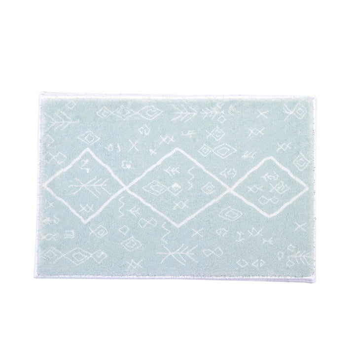 Soft high-pile bath mat rug with Berber-inspired diamond pattern