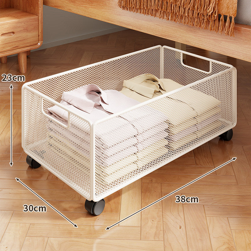 Under-Bed Rolling Mesh Storage Basket with Castor Wheels