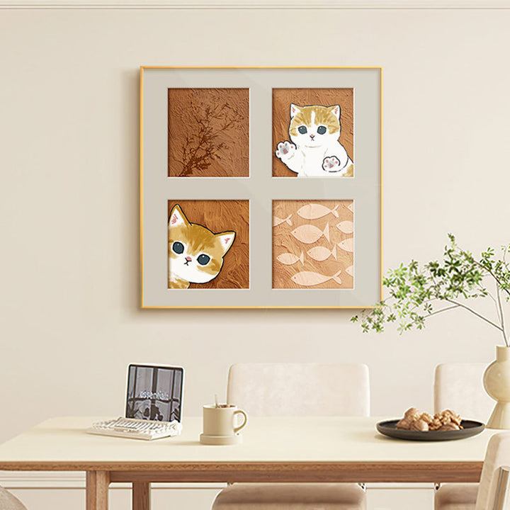 Decorative Framed Cat Artwork