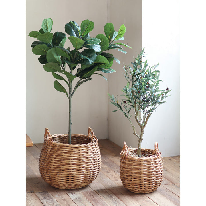 Handwoven basket with practical handles