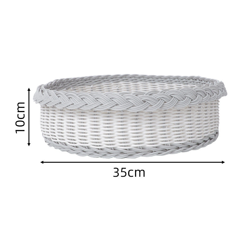 Handwoven storage basket with decorative edge