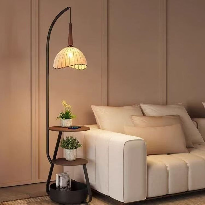 Modern floor lamp with integrated plant stand