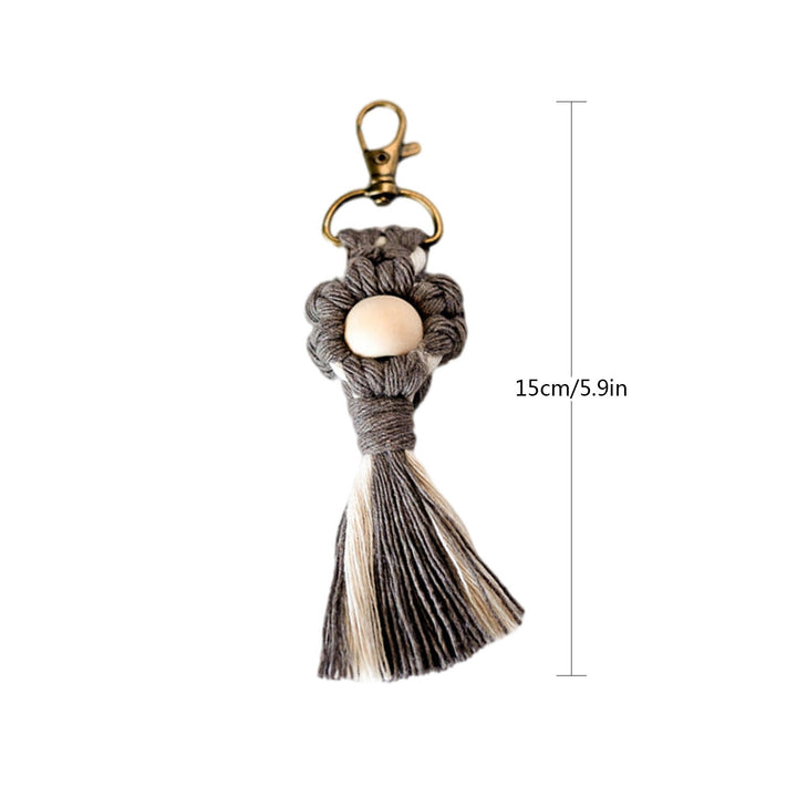 Macrame Keychain with Wooden Accents