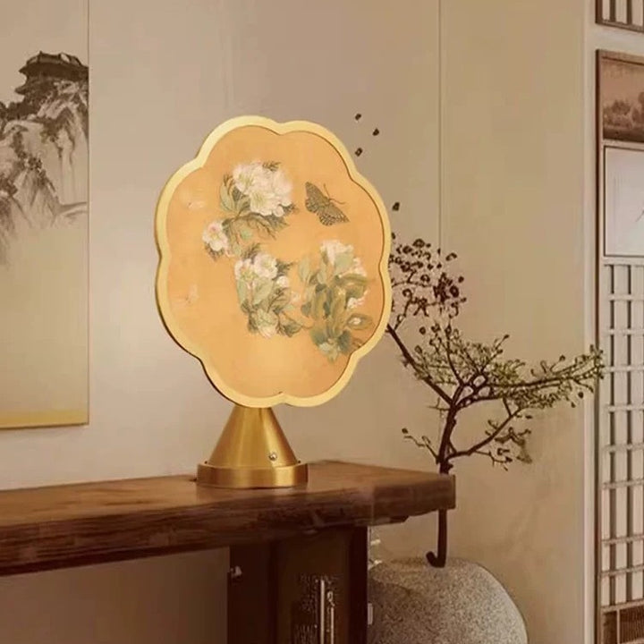 Artistically embroidered table lamp