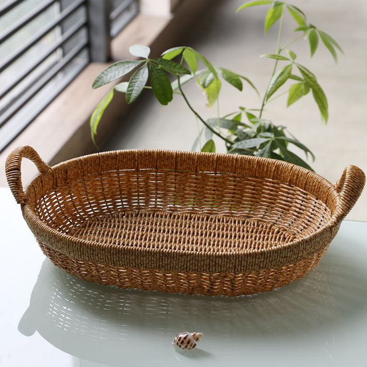 Elegant Handwoven Oval Storage Bowl