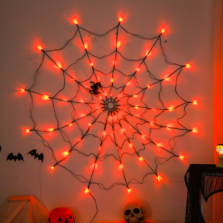 Spiderweb LED Halloween Wall Light Decoration with Artificial Spider