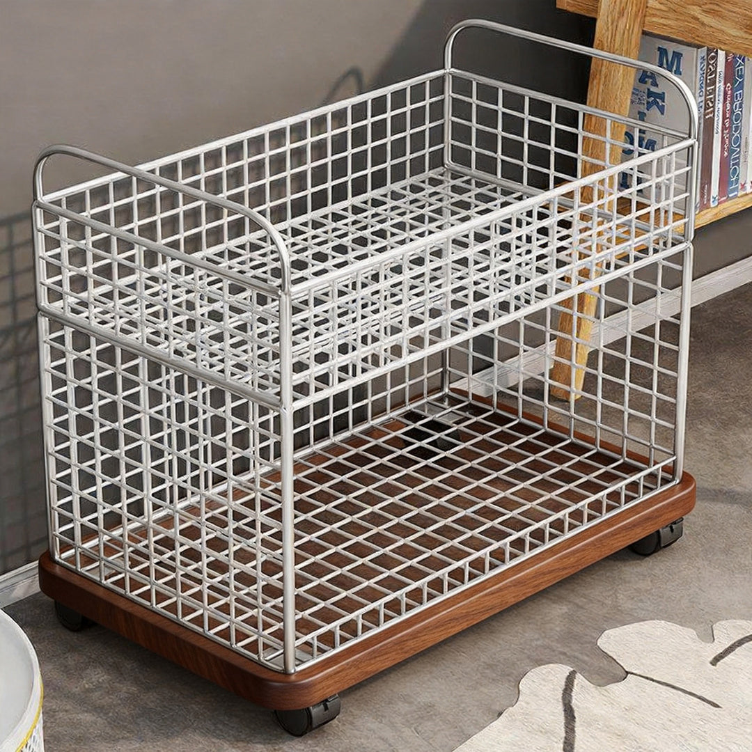 Compact Tiered Metal Mesh Vertical Storage & Display Rack with Removable Shelves and Anti-Slip Feet