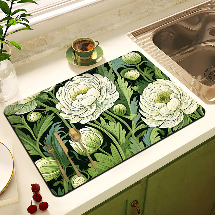Decorative Floral Kitchen Mat