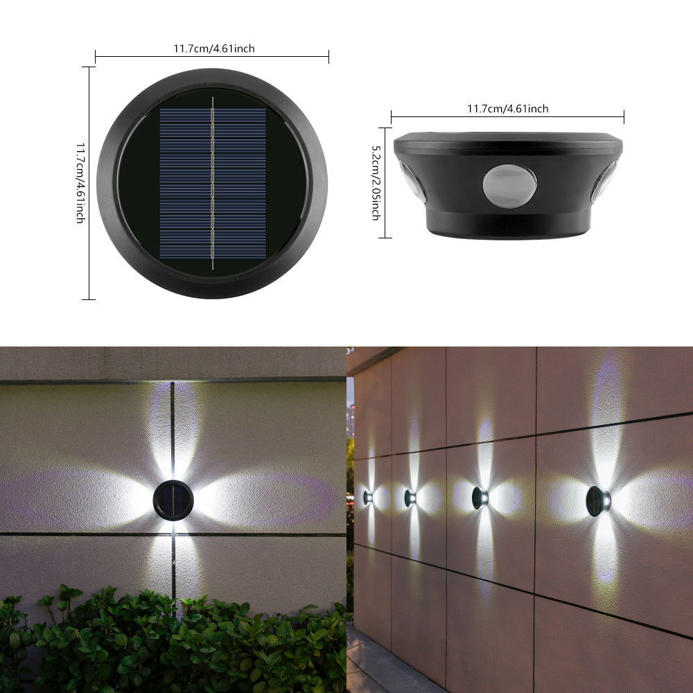 Outdoor Solar Wall Sconce Multi-Beam Decorative LED Accent Light