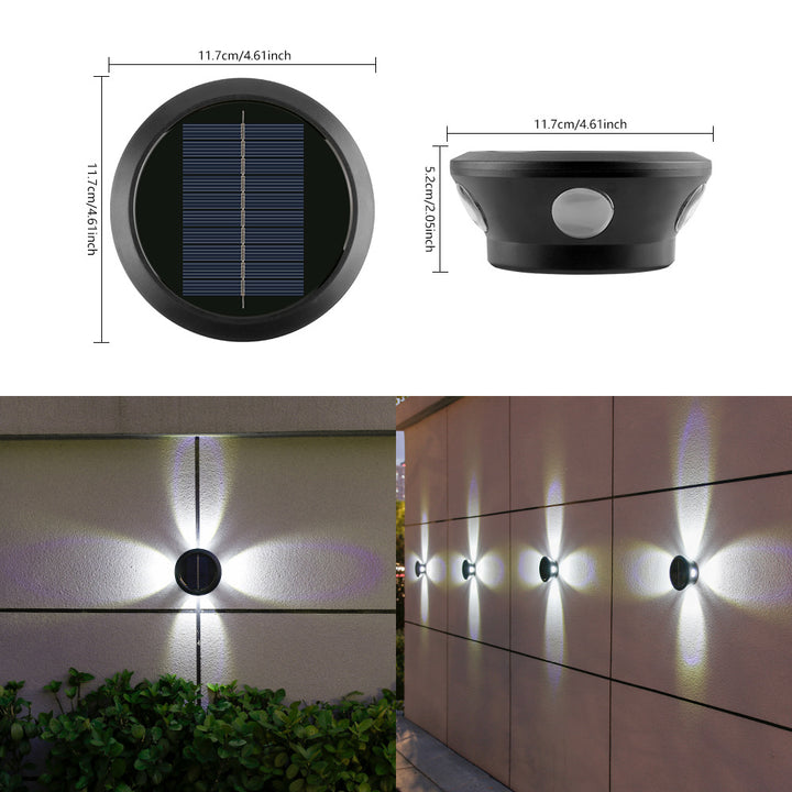 Outdoor Solar Wall Sconce Multi-Beam Decorative LED Accent Light