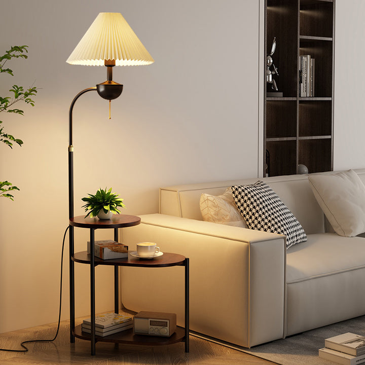 Multifunctional floor lamp with integrated side table