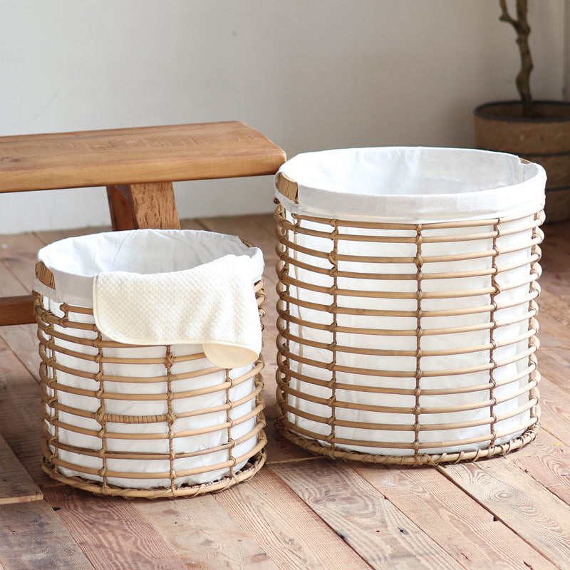 Decorative storage basket with fabric lining
