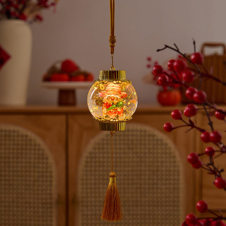 Nostalgic Christmas lantern with festive Santa