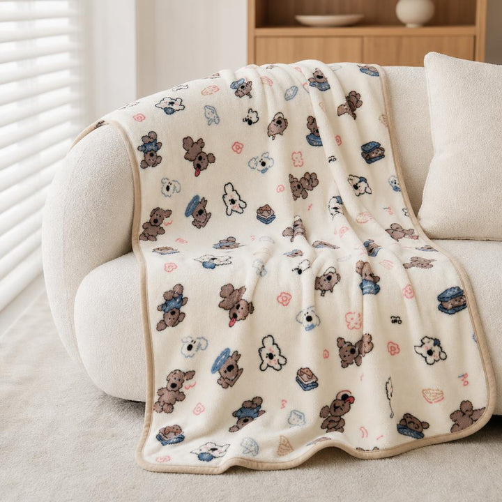 Cute Cartoon Print Plush Throw Blanket