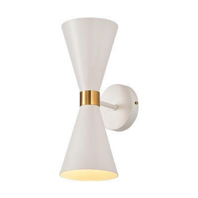 Mid-Century Double-Conen Wall Lamp with Brass Accent