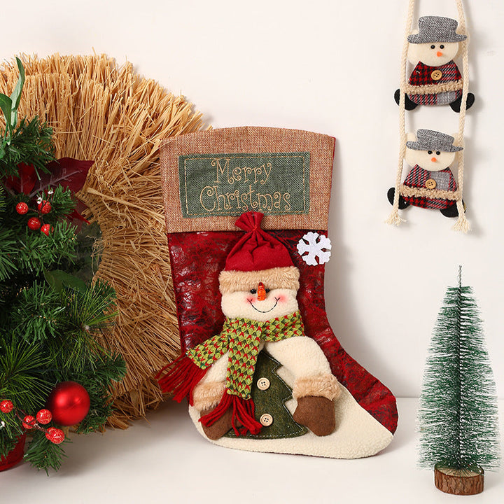 Festive Christmas stocking with loving Santa motifs