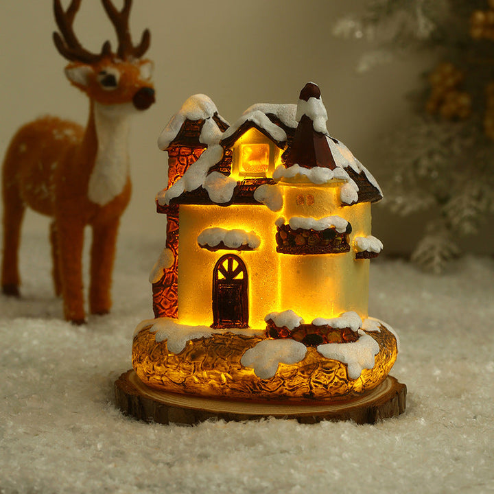 Illuminated Christmas village made of ceramic