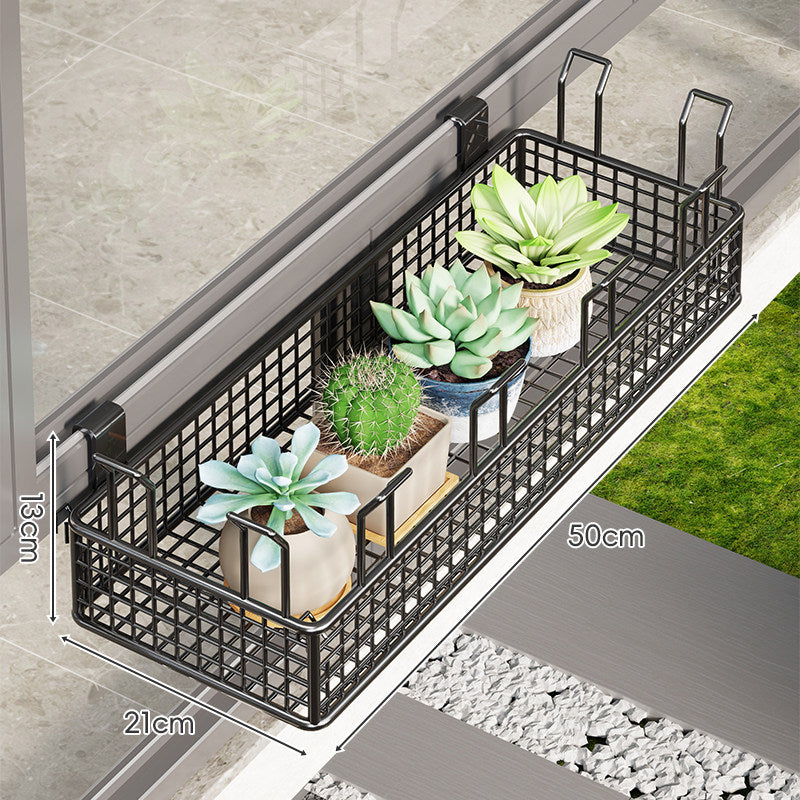 Clamp-On Balcony Rail Planter Basket with Metal Grid Reservoir