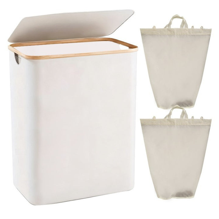 Laundry separation system with bamboo lid and multiple compartments