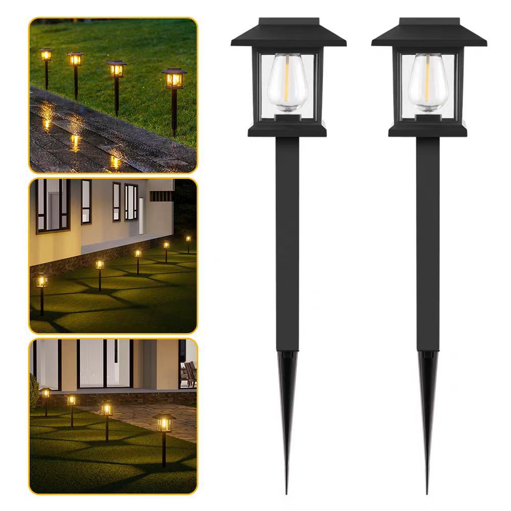 Outdoor Solar LED Garden Stake Lantern with Pagoda Grid and Color-Changing Mood Light