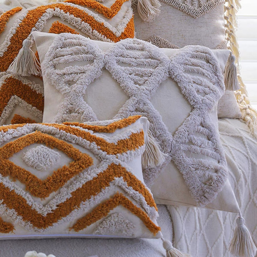 Textured Geometric Accent Cushion